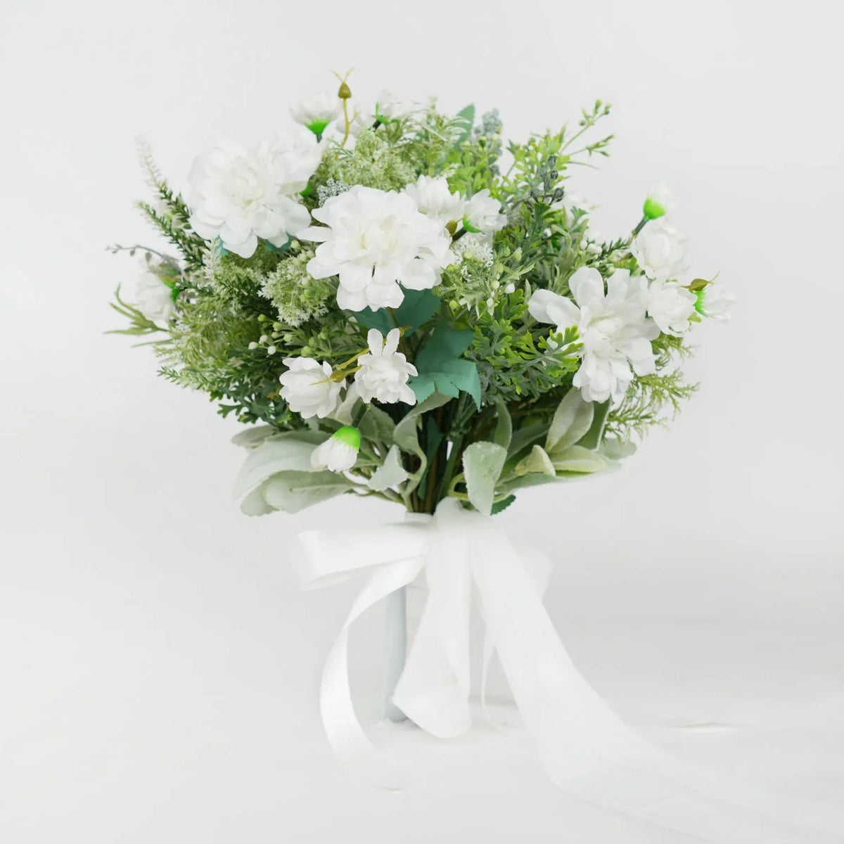 Uflower White and Green dried flower bridal bouquet MG80008-01 - Uflower