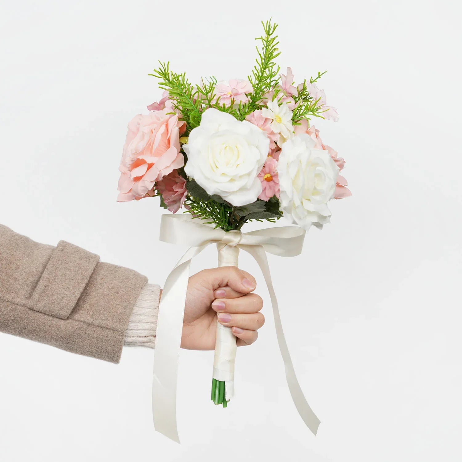 Uflower White and Pink bridal flowers bouquet MG80001-01 - Uflower