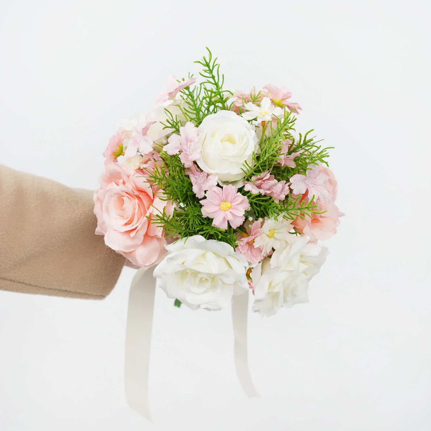 Uflower White and Pink bridal flowers bouquet MG80001-01 - Uflower
