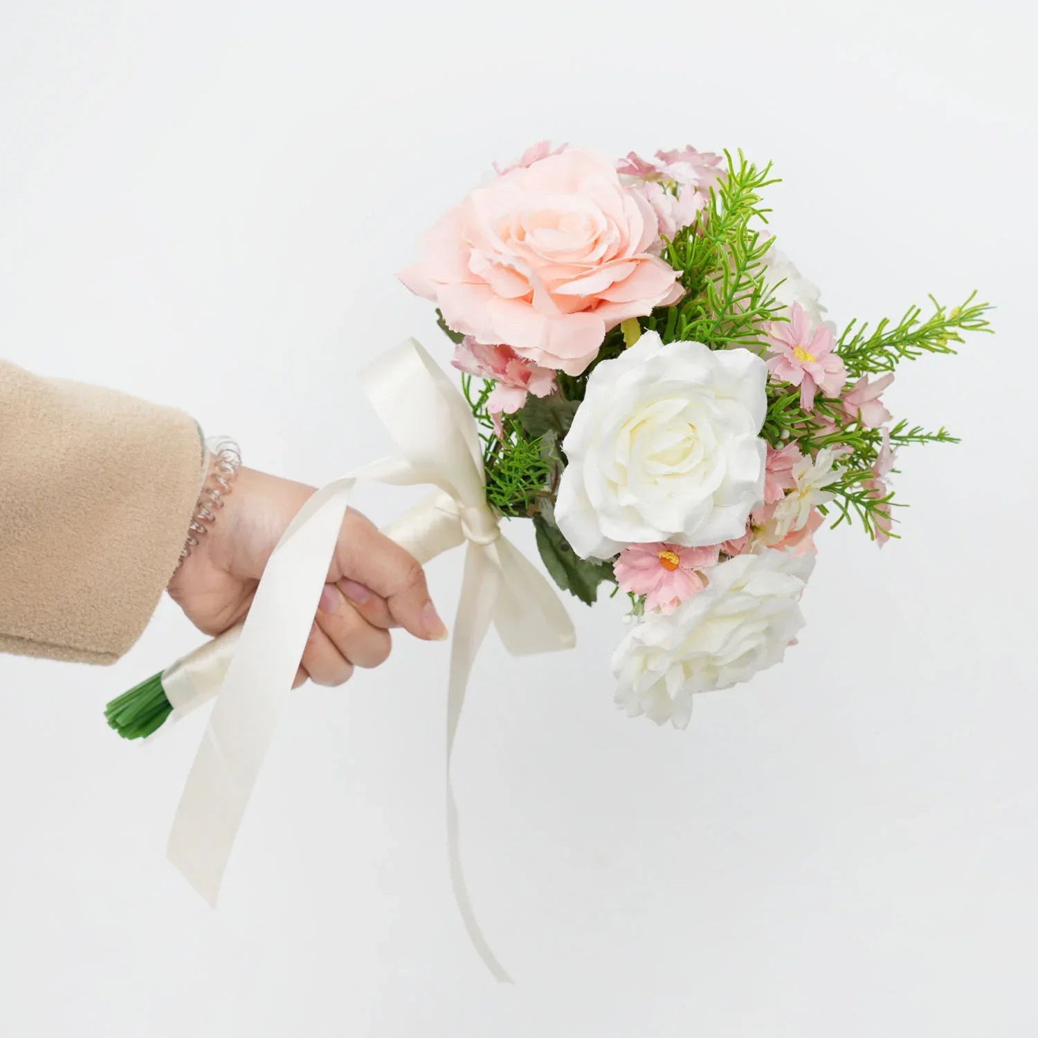 Uflower White and Pink bridal flowers bouquet MG80001-01 - Uflower