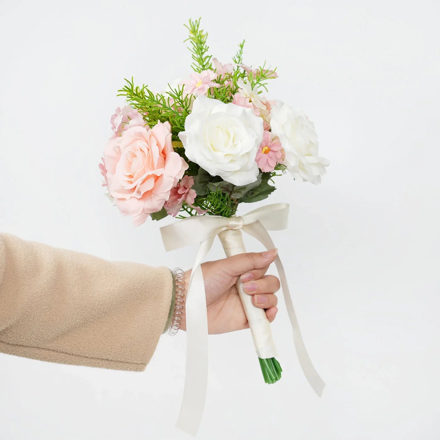 Uflower White and Pink bridal flowers bouquet MG80001-01 - Uflower