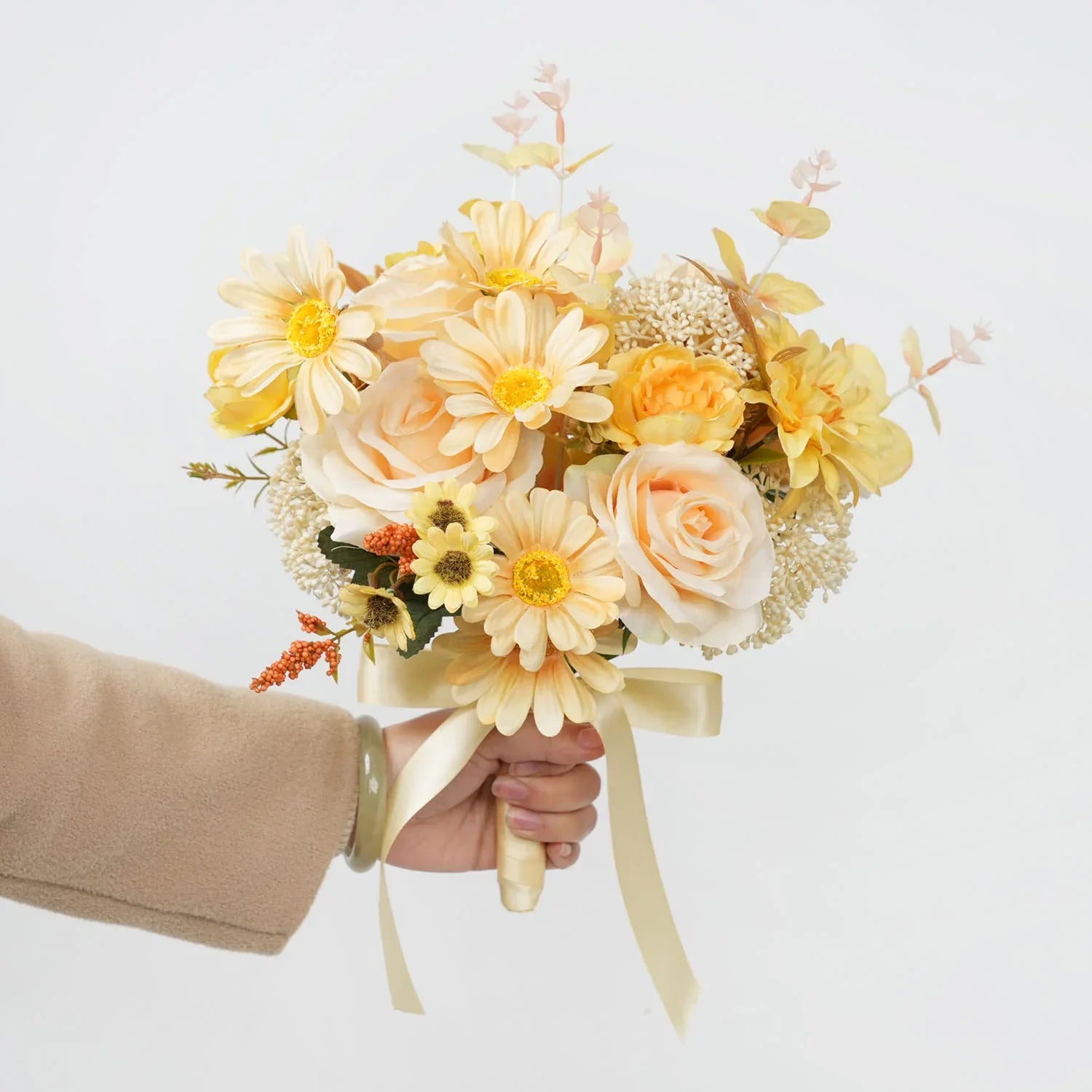 Uflower Yellow bridal flowers bouquets MG80003-01 - Uflower