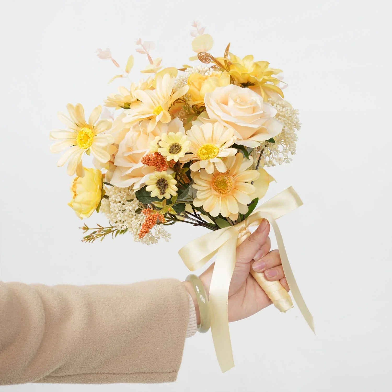 Uflower Yellow bridal flowers bouquets MG80003-01 - Uflower