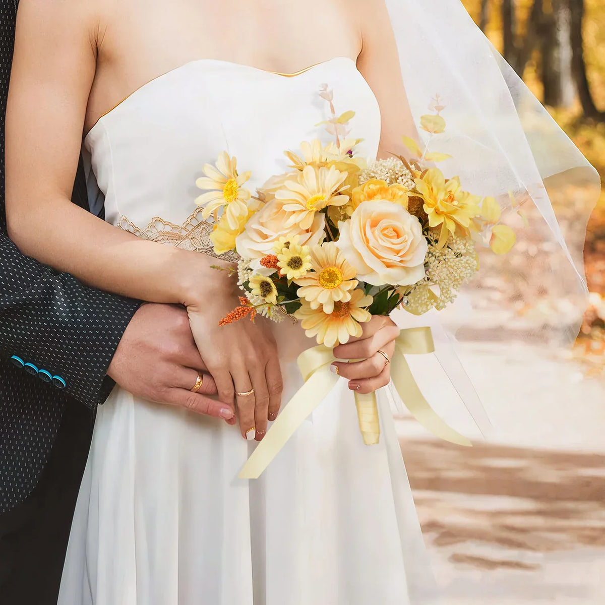 Uflower Yellow bridal flowers bouquets MG80003-01 - Uflower