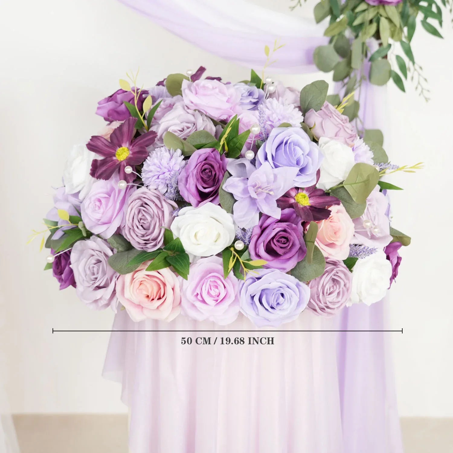 Uflower Purple Green Hanging Artificial Flower Corner Floral SET80038 - Uflower