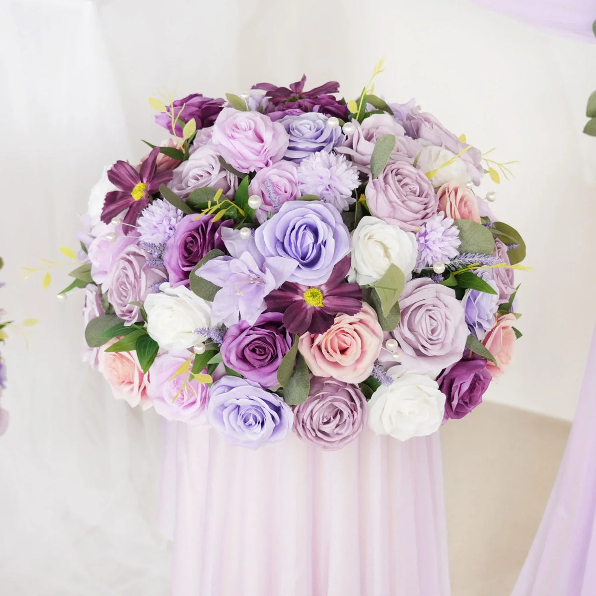 Uflower Purple Green Hanging Artificial Flower Corner Floral SET80038 - Uflower