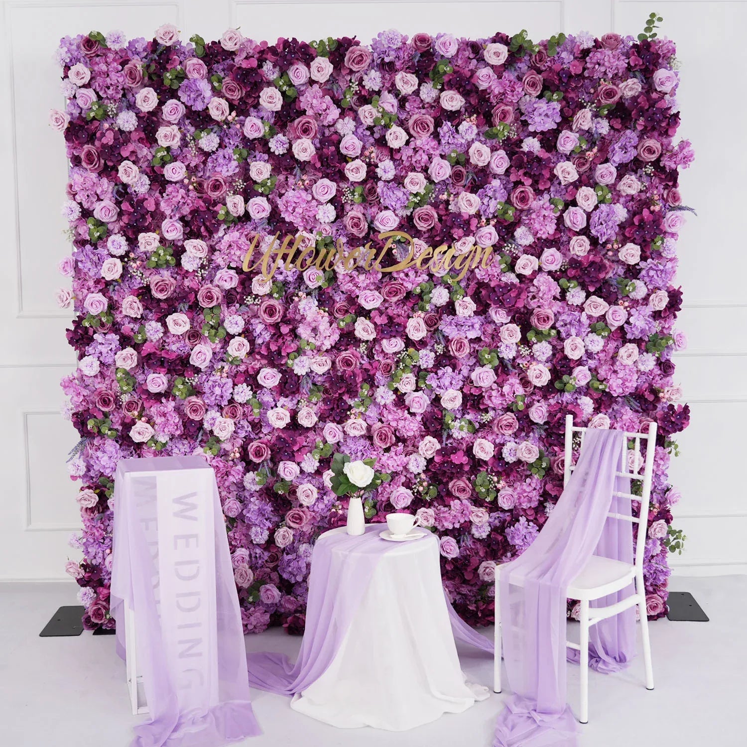 Uflower Purple Rose Flower Wall Backdrop Wedding Party Decoration SET80035 - Uflower