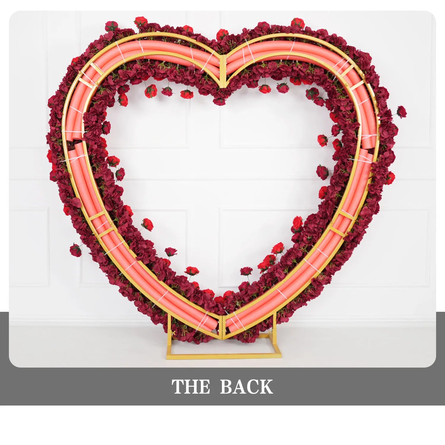 Uflower 2m*2m Red Rose Heart Arch Wedding Decor SET80032-01