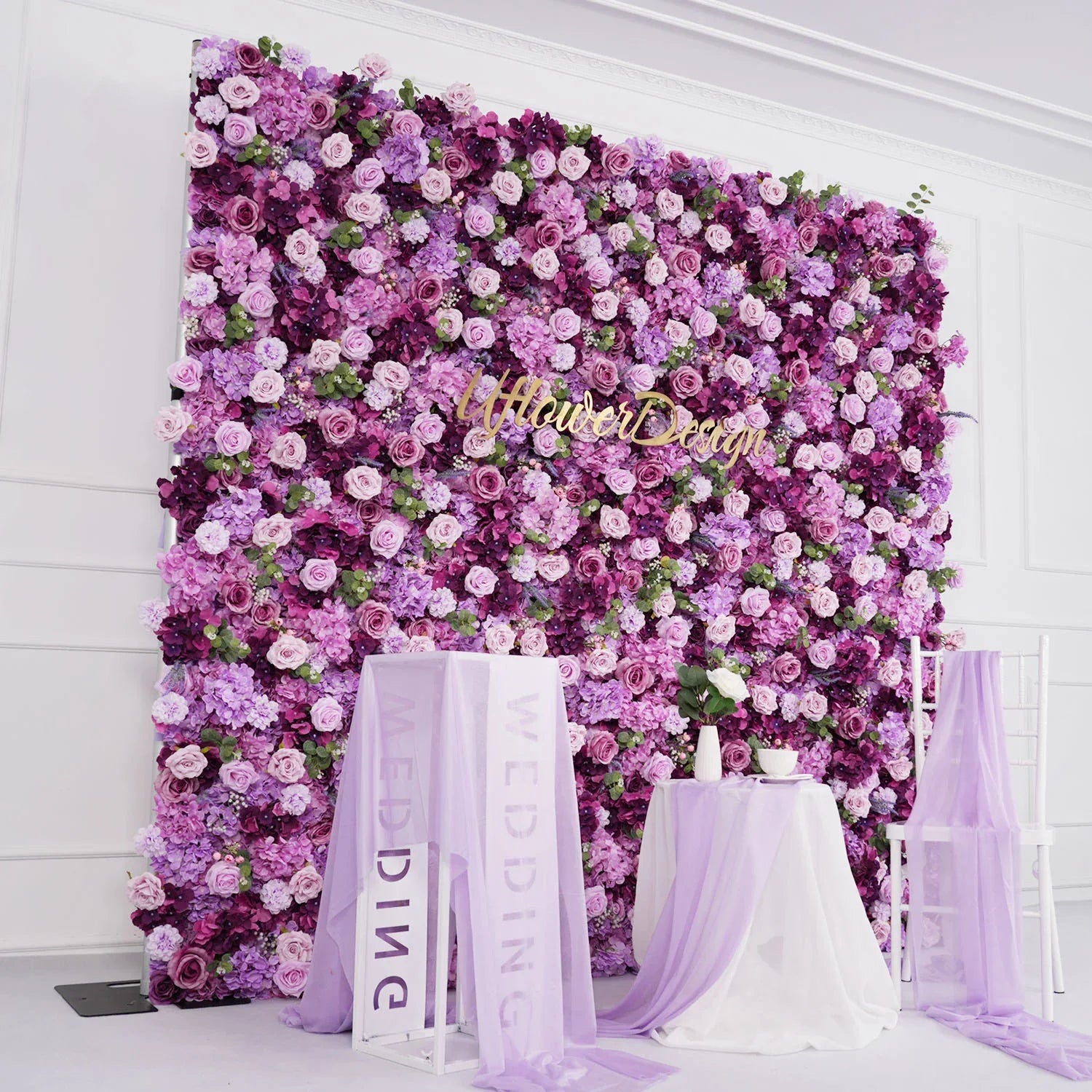 Uflower Purple Rose Flower Wall Backdrop Wedding Party Decoration SET80035 - Uflower