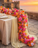 Uflower 100cm Rose Red Orange Flower Row with Drapes MC89002-01