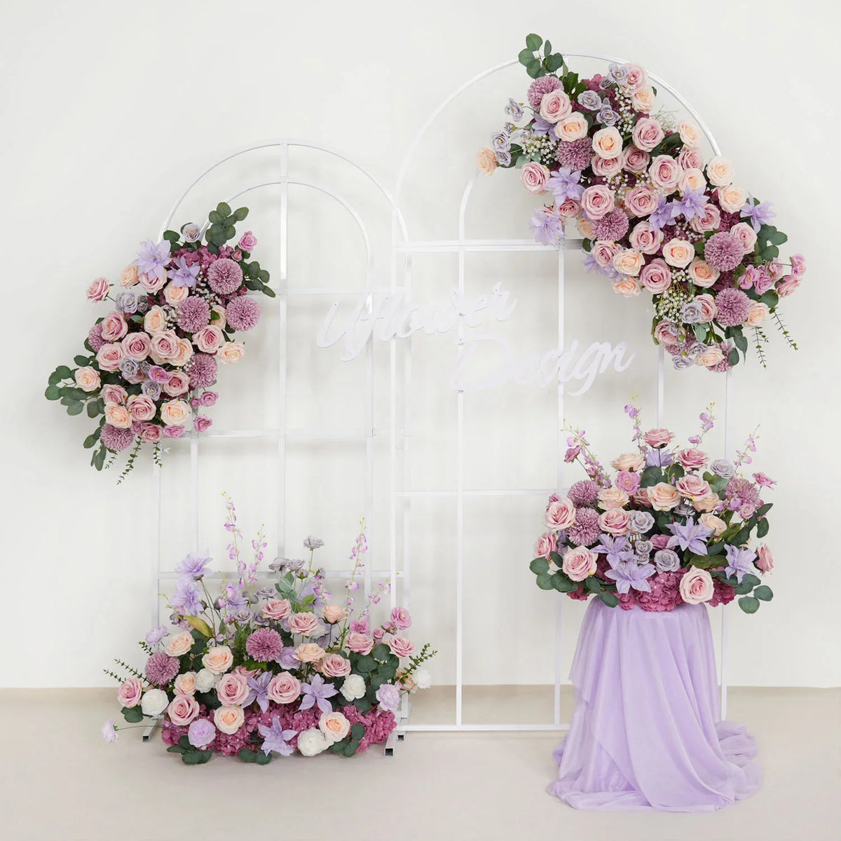 Uflower Artificial Purple Wedding KT Backdrop Flower Row Decor SET80063 - Uflower