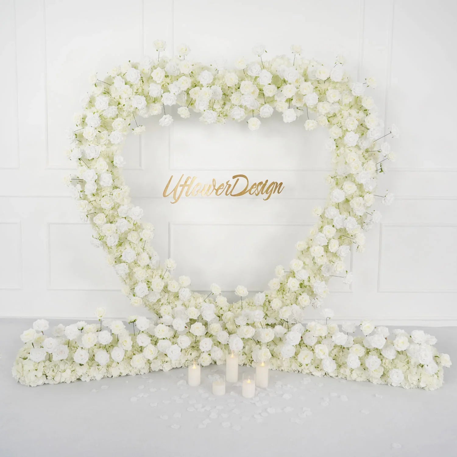 Uflower Artificial White Rose Heart Arch Wedding Decor SET80015 - Uflower