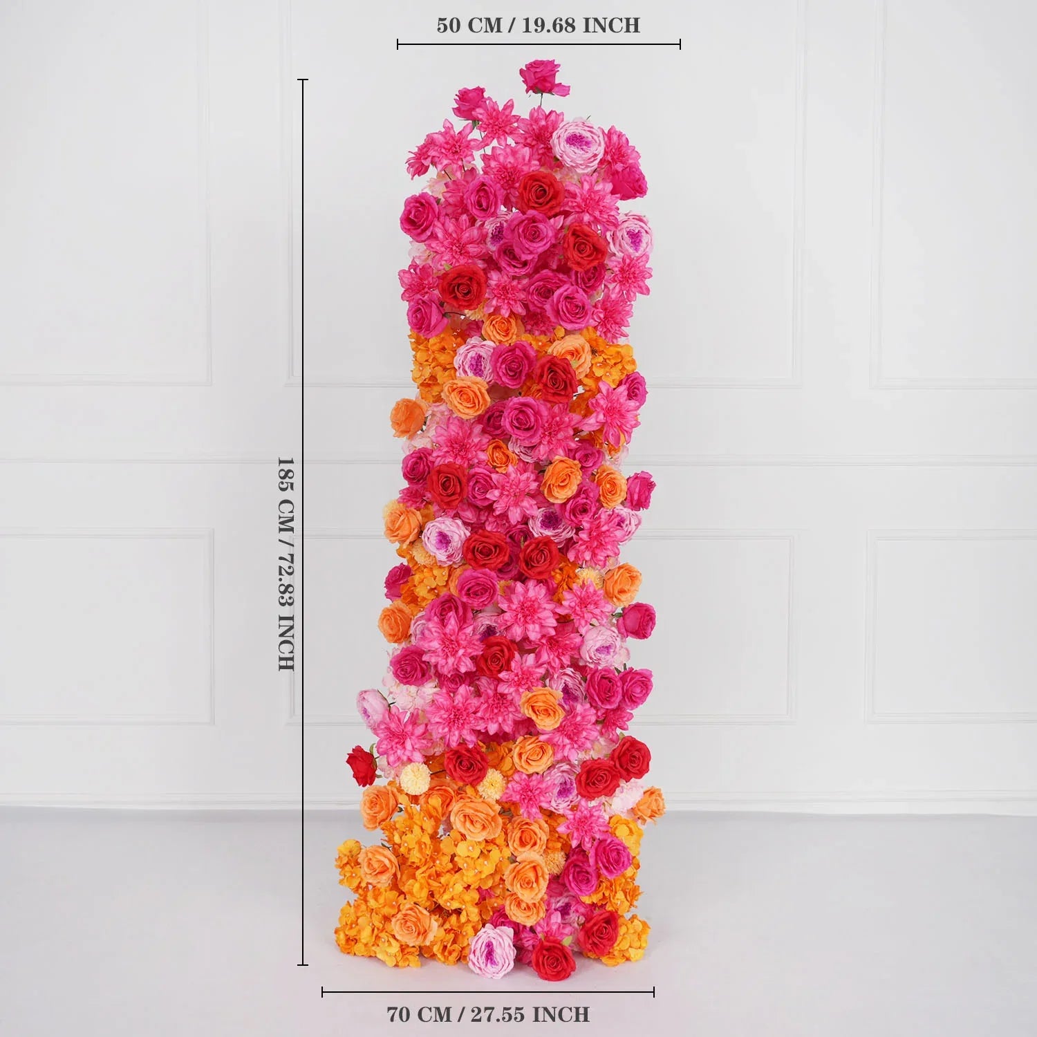 Uflower Artificial Orange Red Wedding KT Background Decor Flower Row SET80050 - Uflower