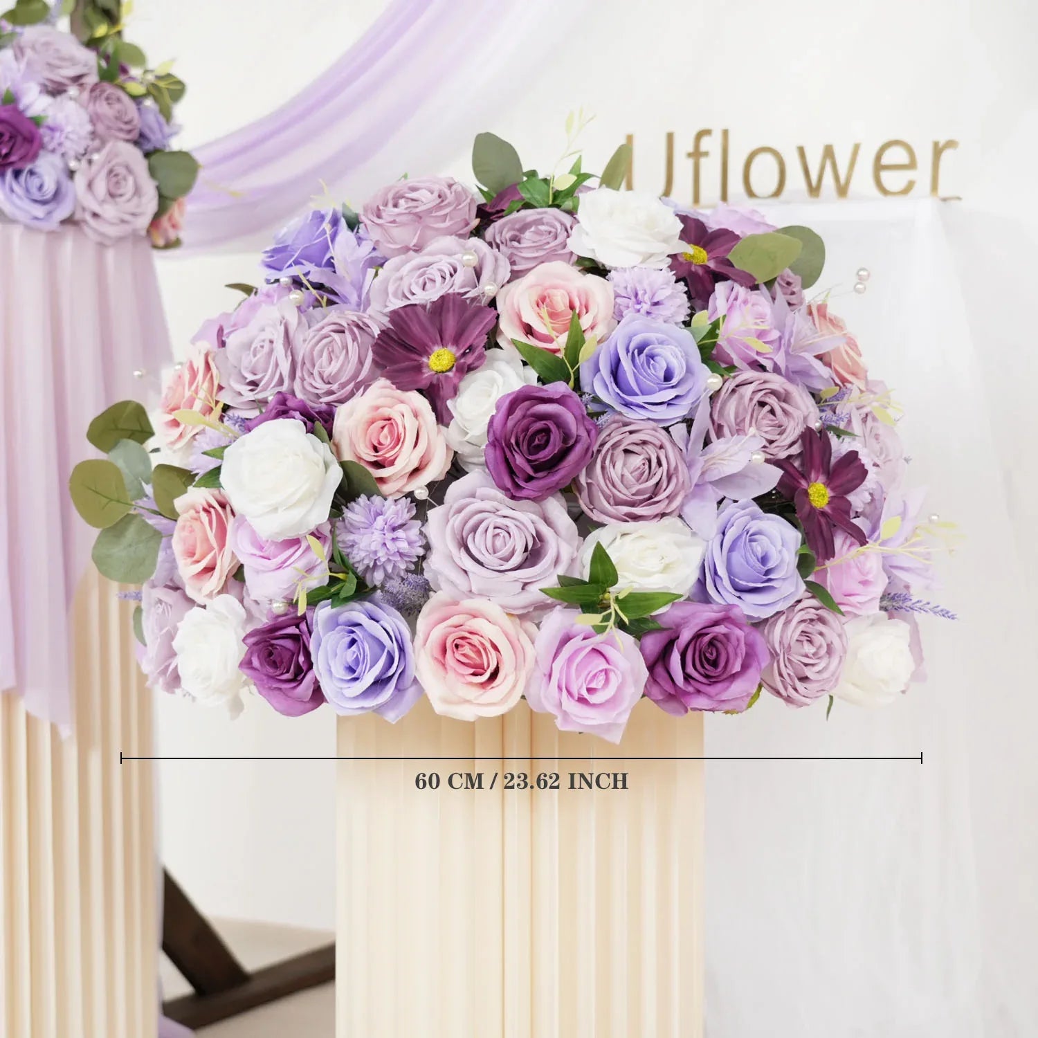 Uflower Purple Green Hanging Artificial Flower Corner Floral SET80038 - Uflower