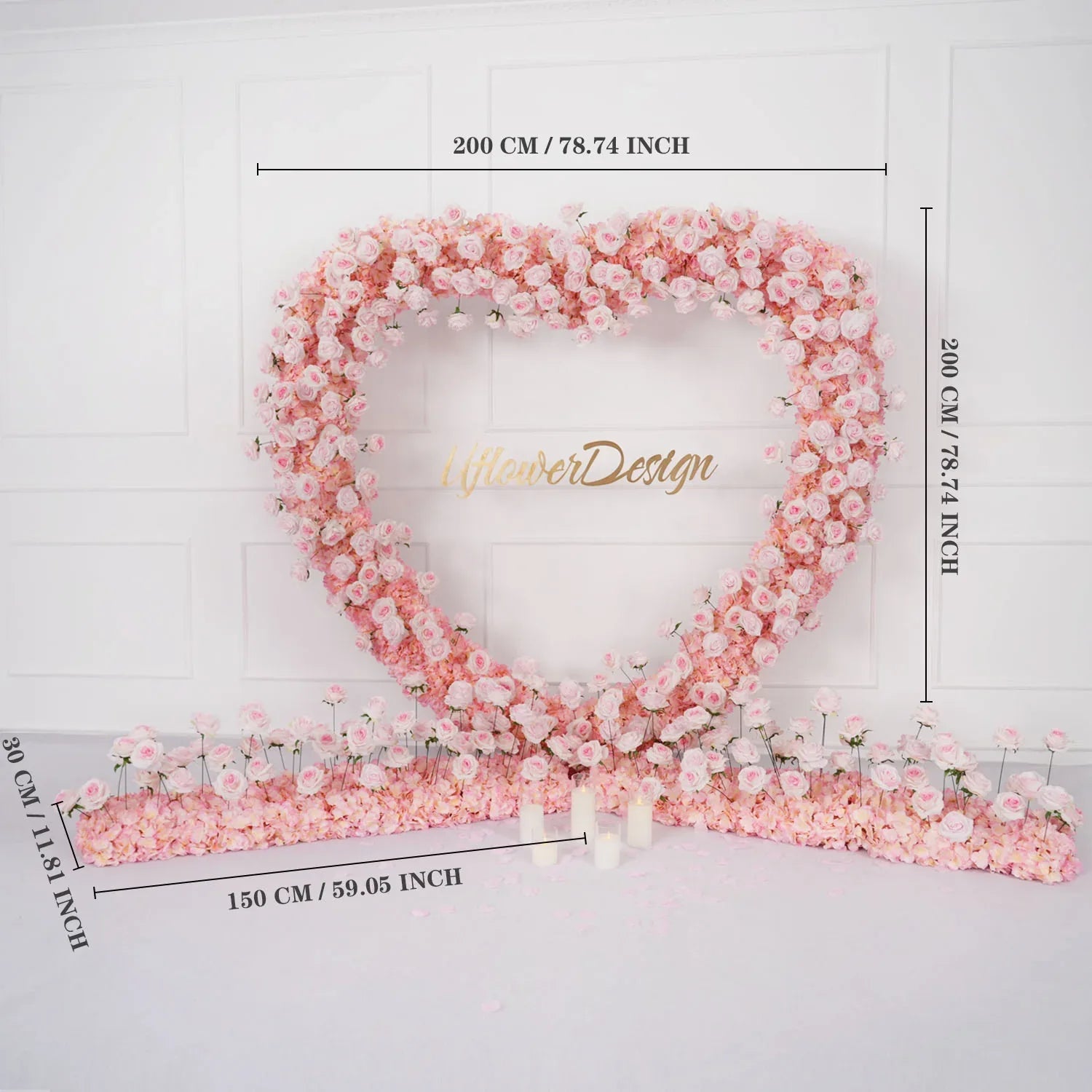 Uflower 2m*2m Pink Rose Wedding Heart-Shaped Arch Decor SET80003 - Uflower