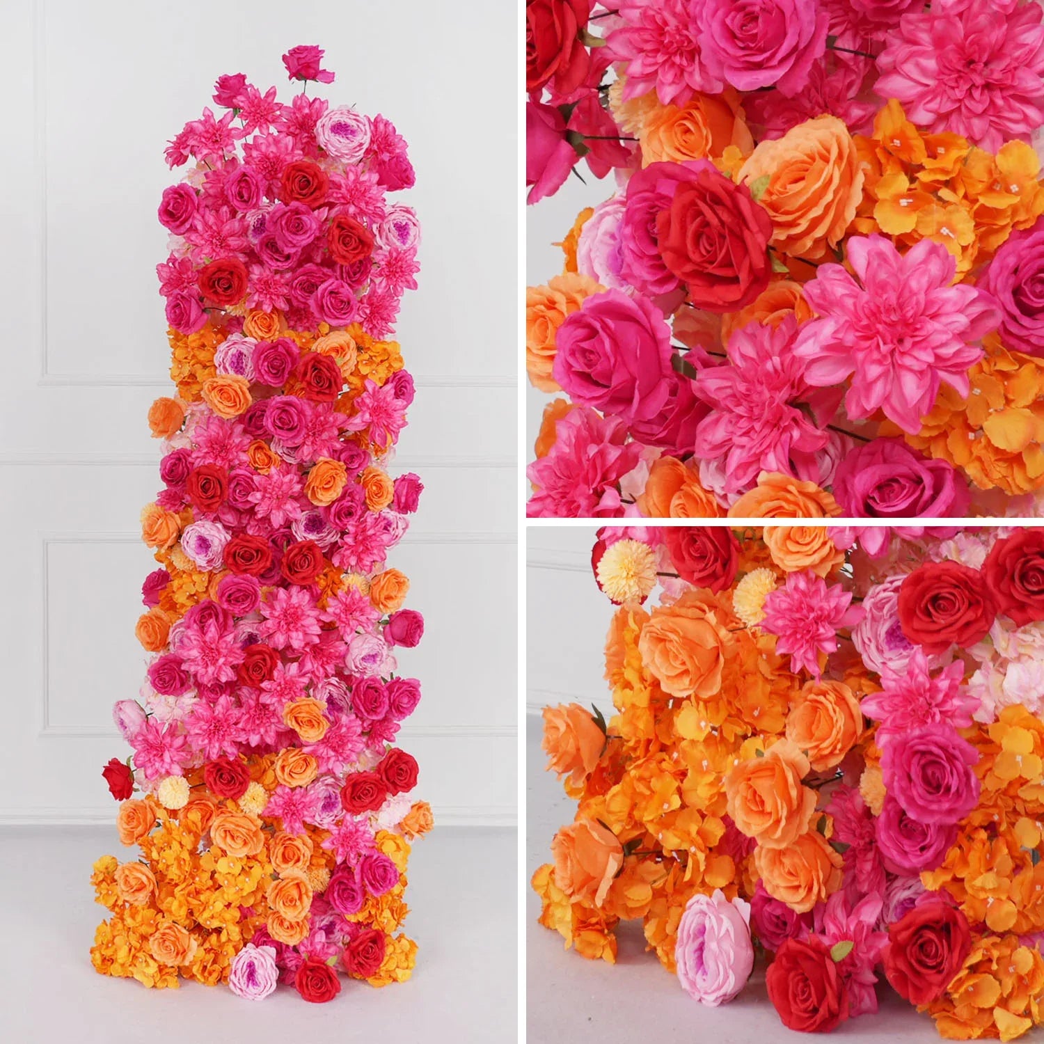Uflower Artificial Orange Red Wedding KT Background Decor Flower Row SET80050 - Uflower