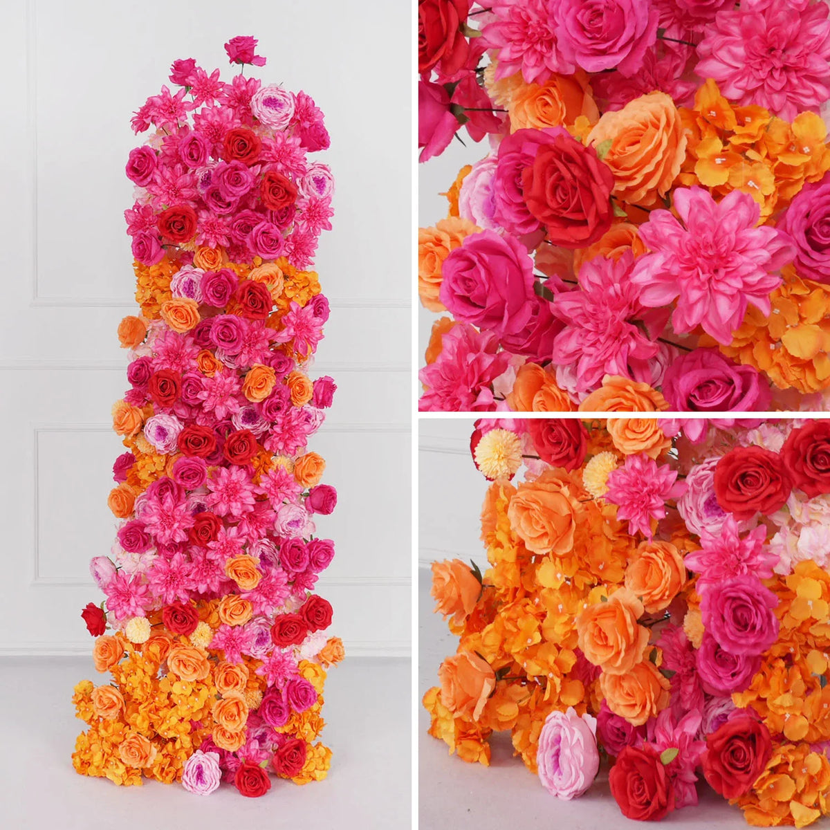 Uflower Artificial Orange Red Wedding KT Background Decor Flower Row SET80050 - Uflower