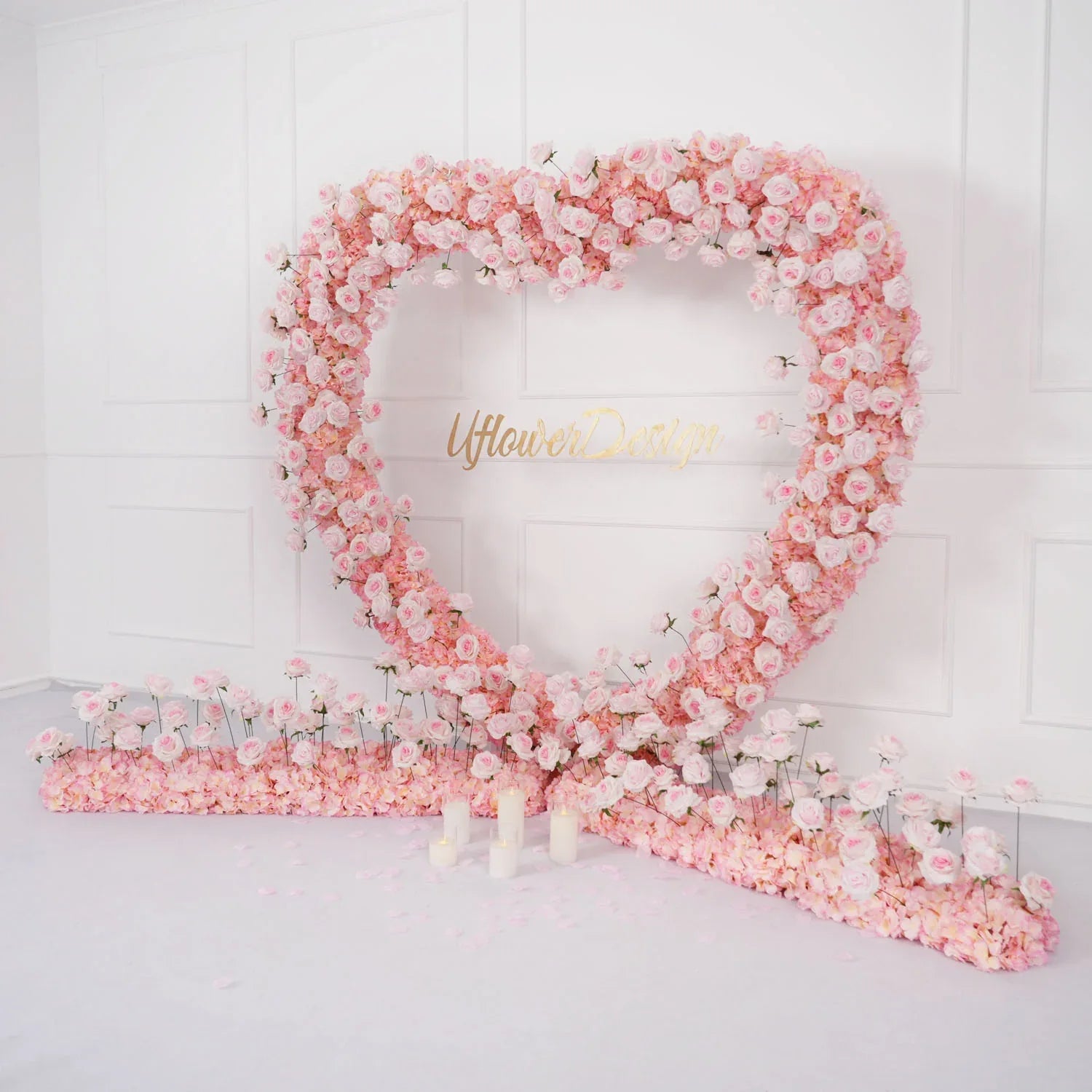 Uflower 2m*2m Pink Rose Wedding Heart-Shaped Arch Decor SET80003 - Uflower