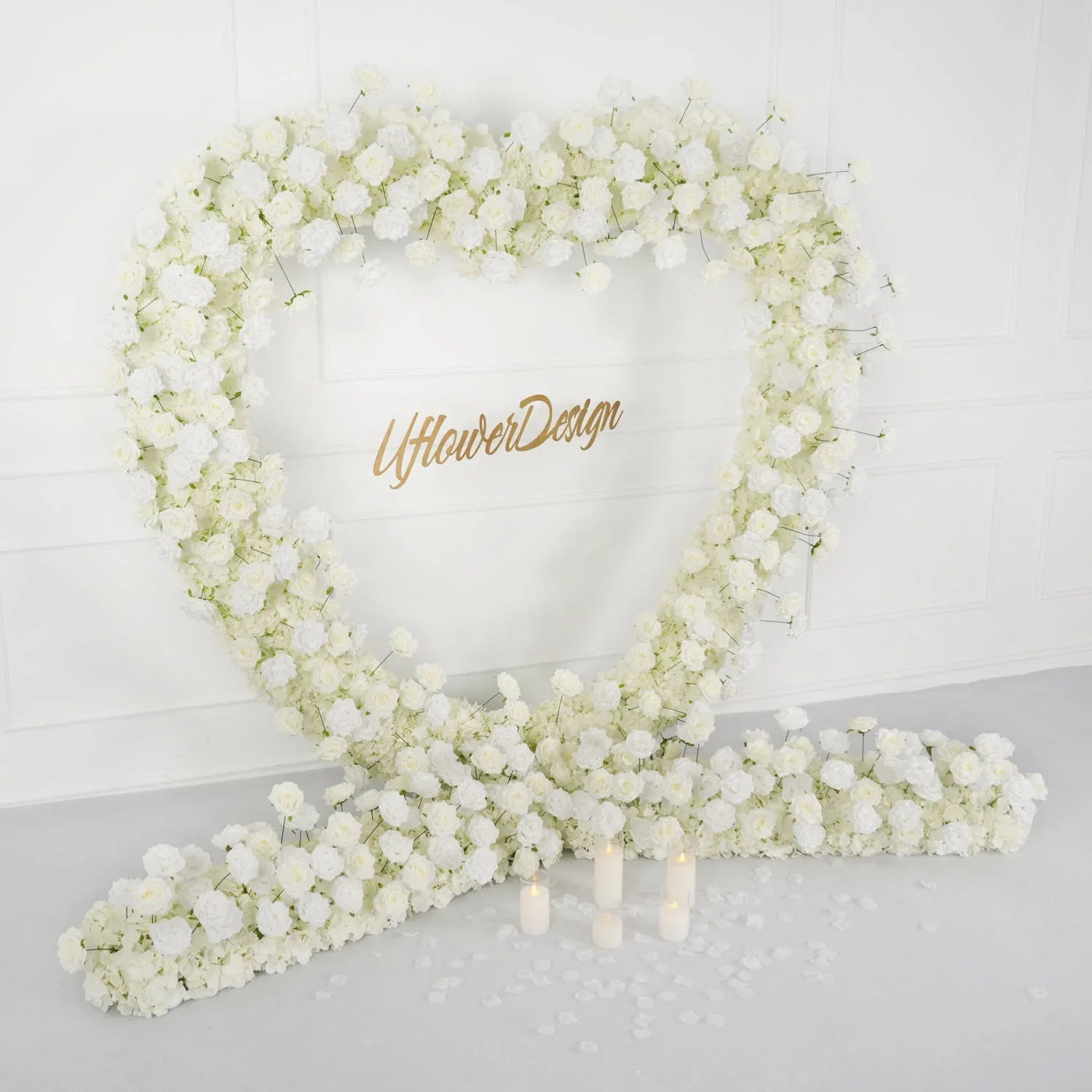 Uflower Artificial White Rose Heart Arch Wedding Decor SET80015 - Uflower