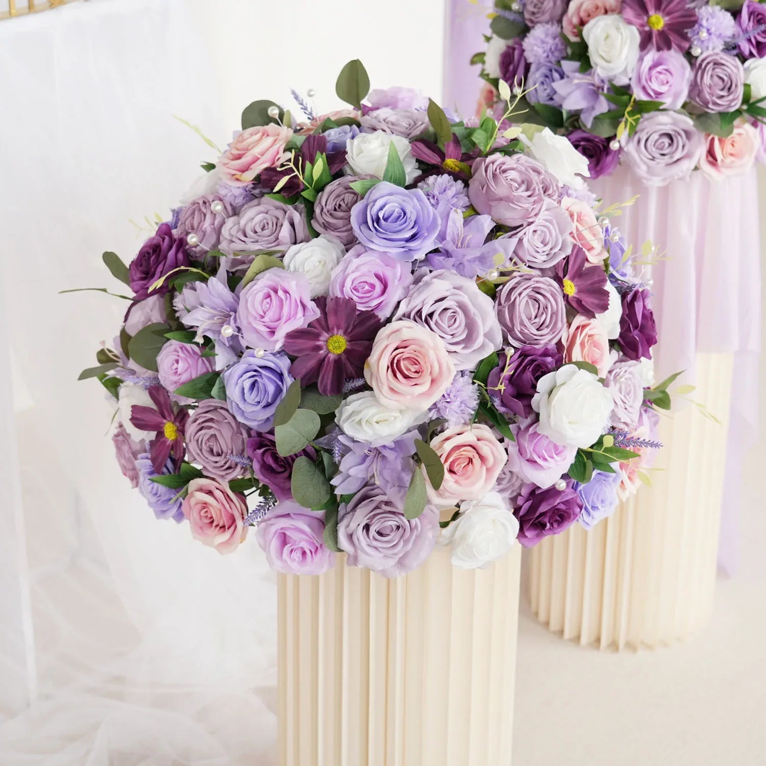 Uflower Purple Green Hanging Artificial Flower Corner Floral SET80038 - Uflower