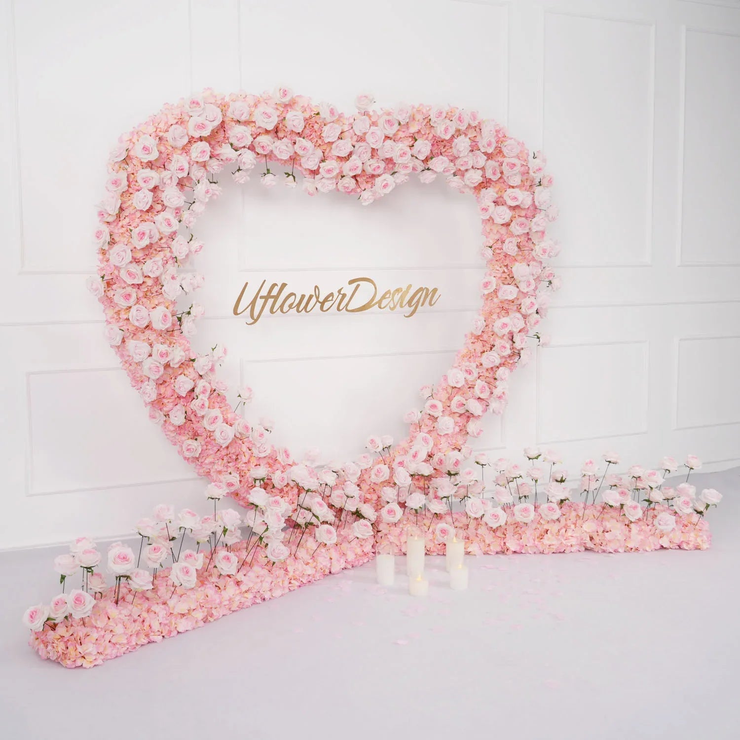 Uflower 2m*2m Pink Rose Wedding Heart-Shaped Arch Decor SET80003 - Uflower