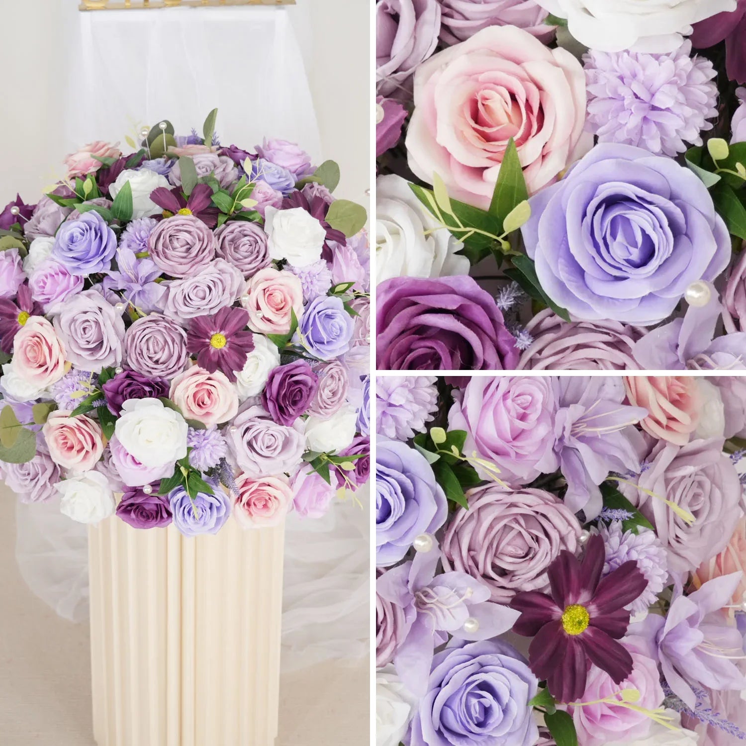 Uflower Purple Green Hanging Artificial Flower Corner Floral SET80038 - Uflower