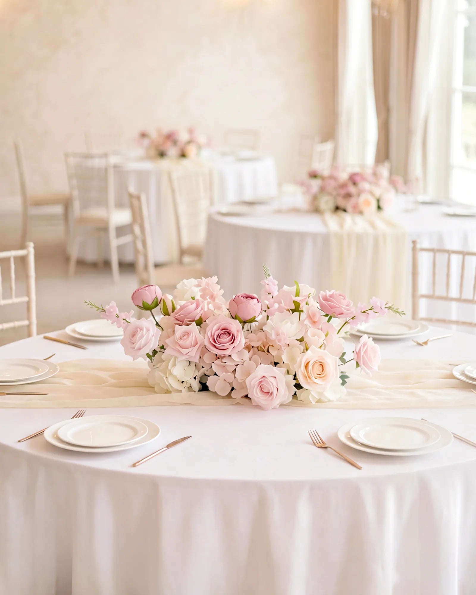 Uflower 50cm Pastel Pink & White Flower Row MC89003-03