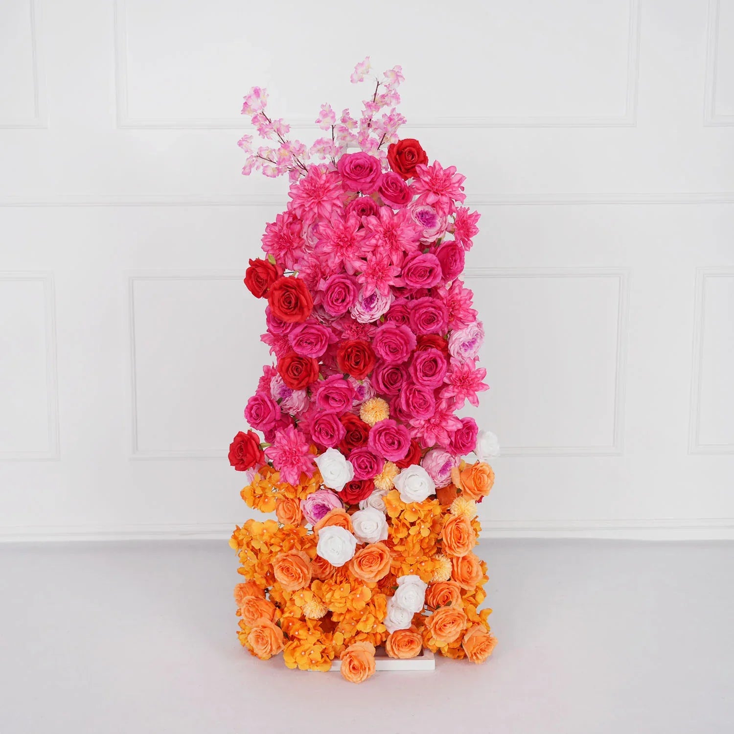 Uflower Artificial Orange Red Wedding KT Background Decor Flower Row SET80050 - Uflower