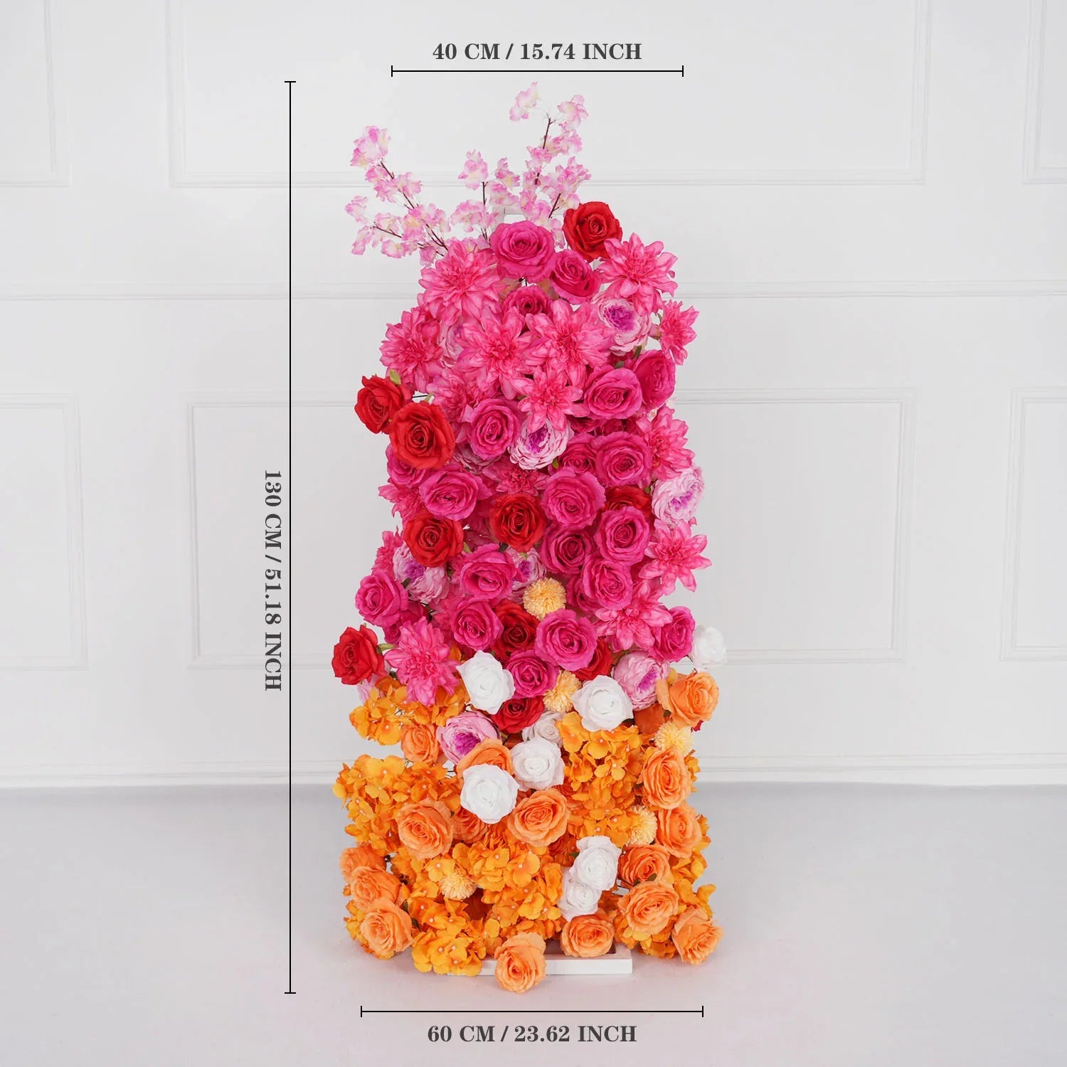 Uflower Artificial Orange Red Wedding KT Background Decor Flower Row SET80050 - Uflower