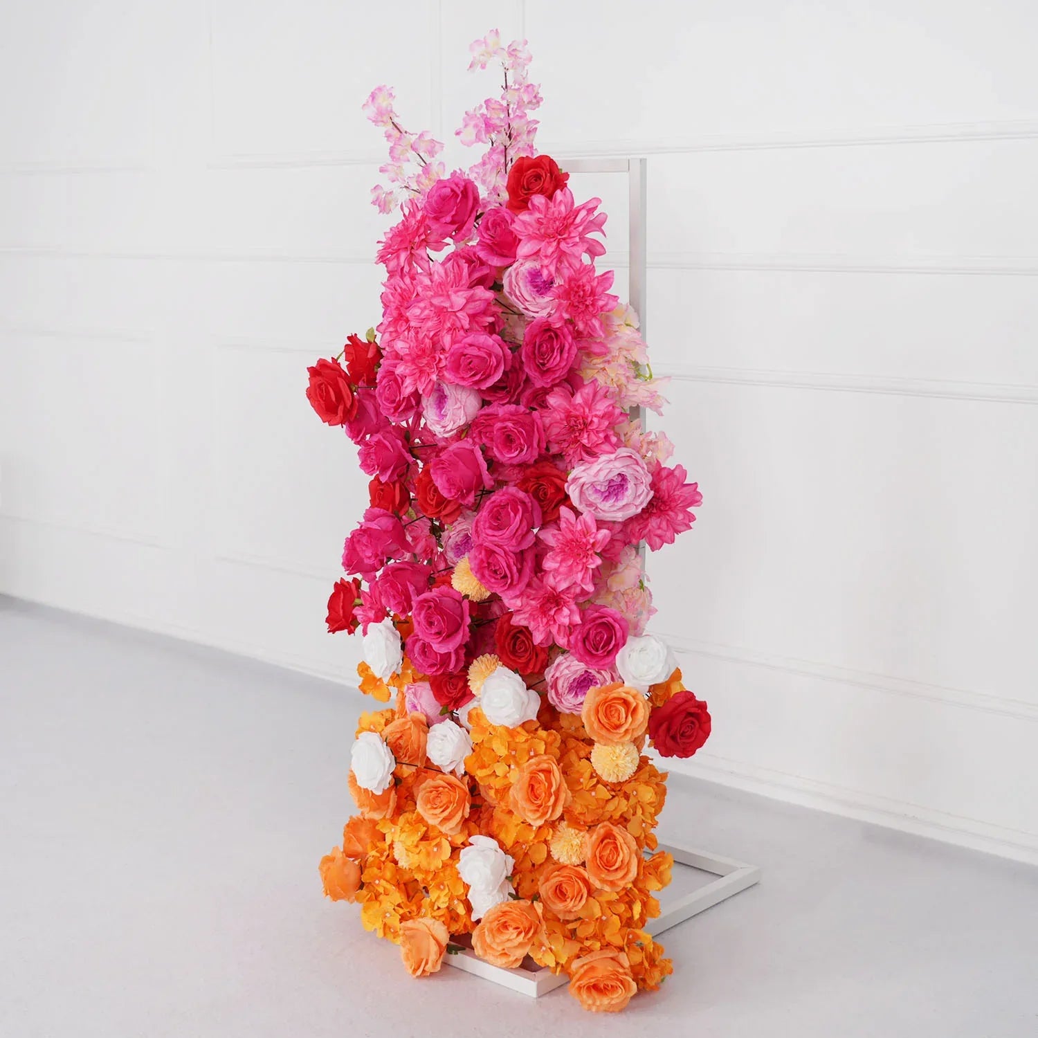 Uflower Artificial Orange Red Wedding KT Background Decor Flower Row SET80050 - Uflower