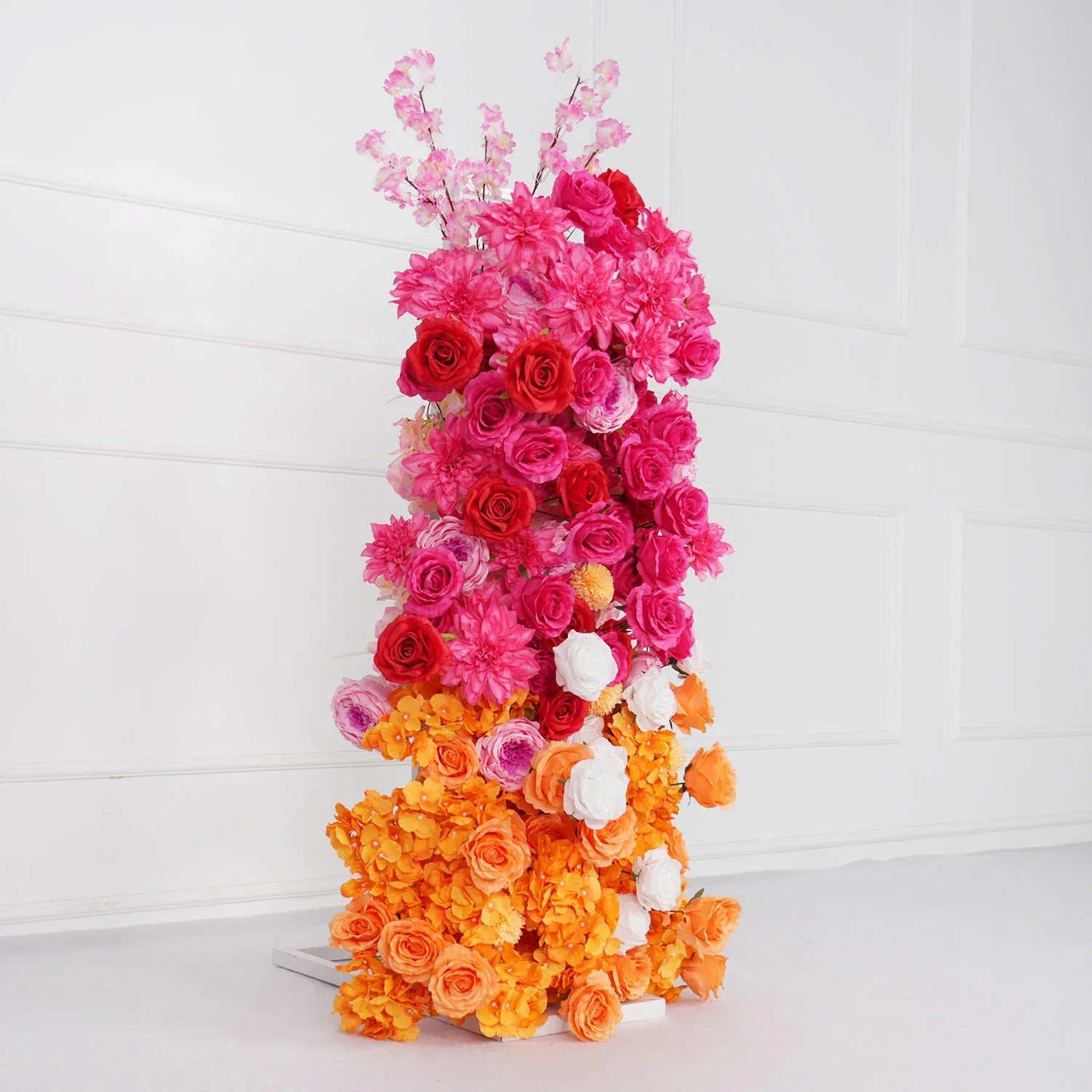 Uflower Artificial Orange Red Wedding KT Background Decor Flower Row SET80050 - Uflower