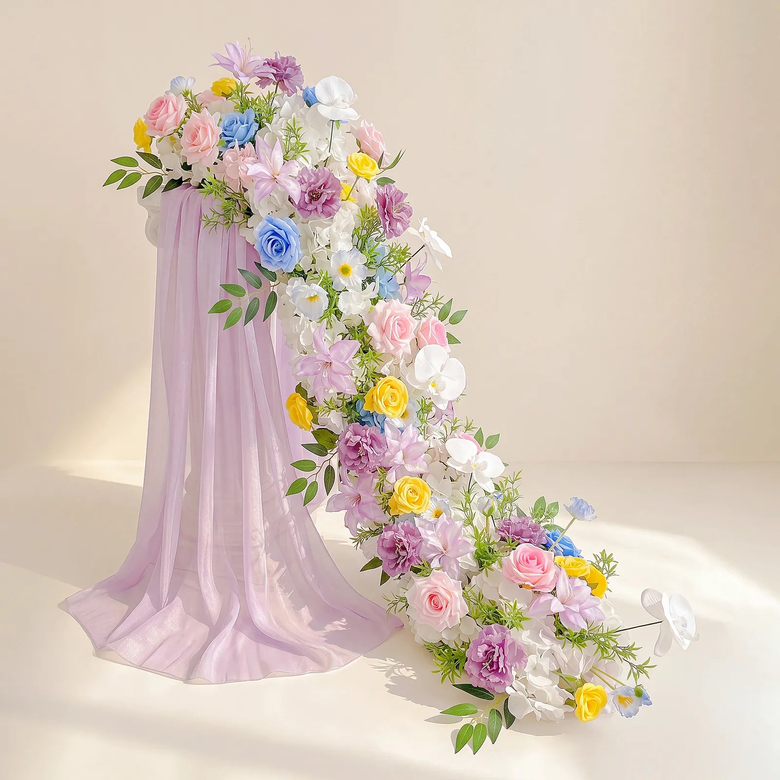 Uflower Colorful Rose Flower Row with Drapes MC89008-01