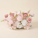 Uflower 50cm Rangée de fleurs rose pastel et blanc MC89003-03