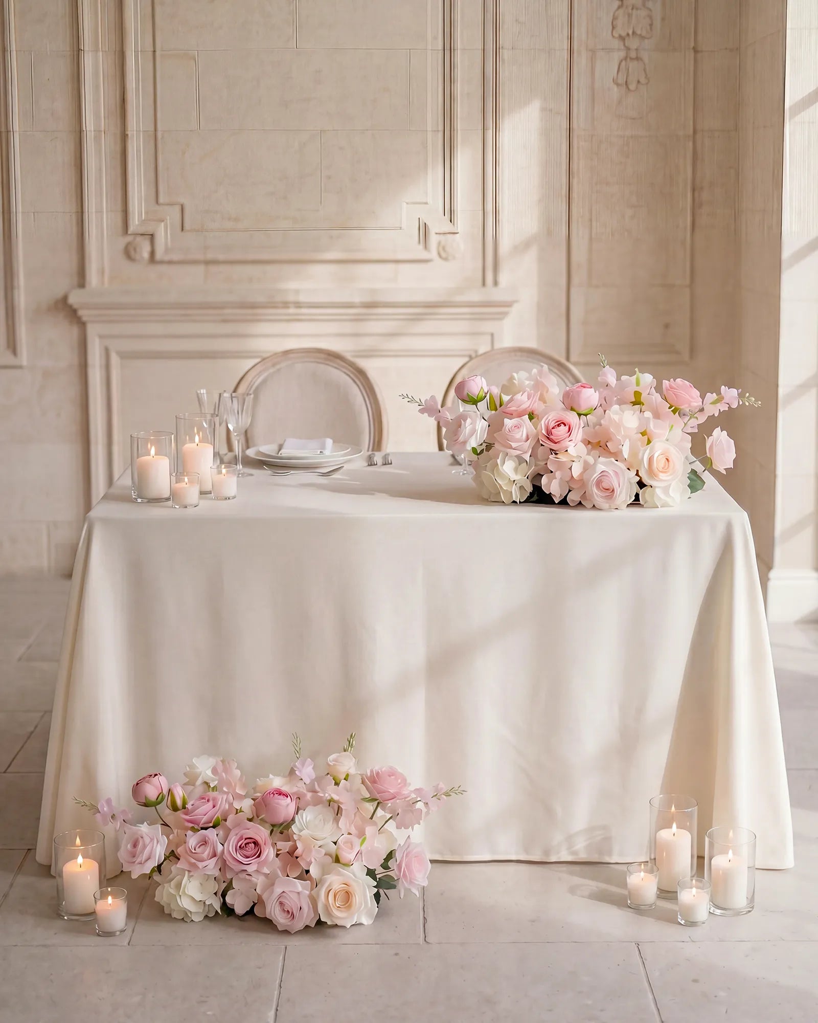 Uflower 50cm Pastel Pink & White Flower Row MC89003-03
