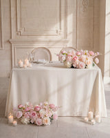 Uflower 50cm Rangée de fleurs rose pastel et blanc MC89003-03