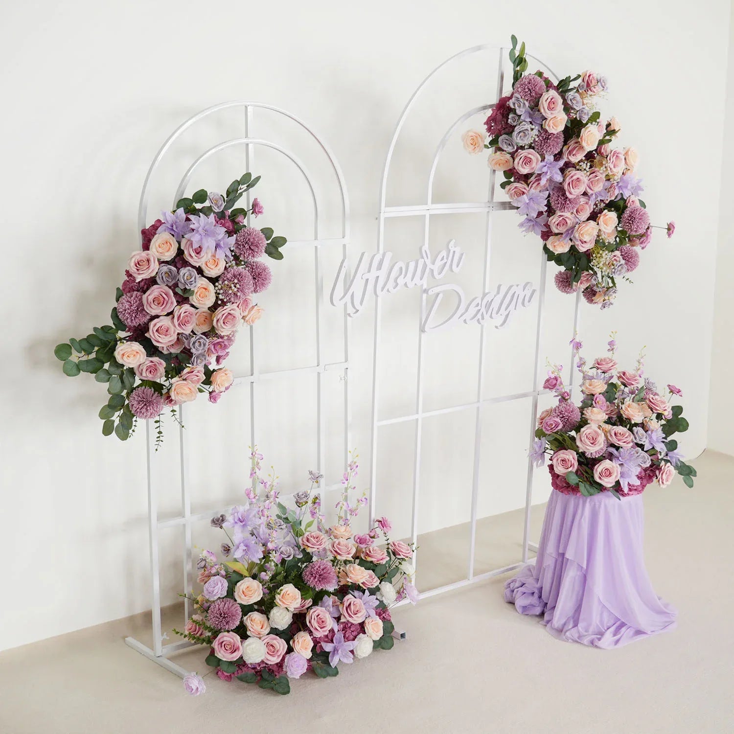 Uflower Artificial Purple Wedding KT Backdrop Flower Row Decor SET80063 - Uflower