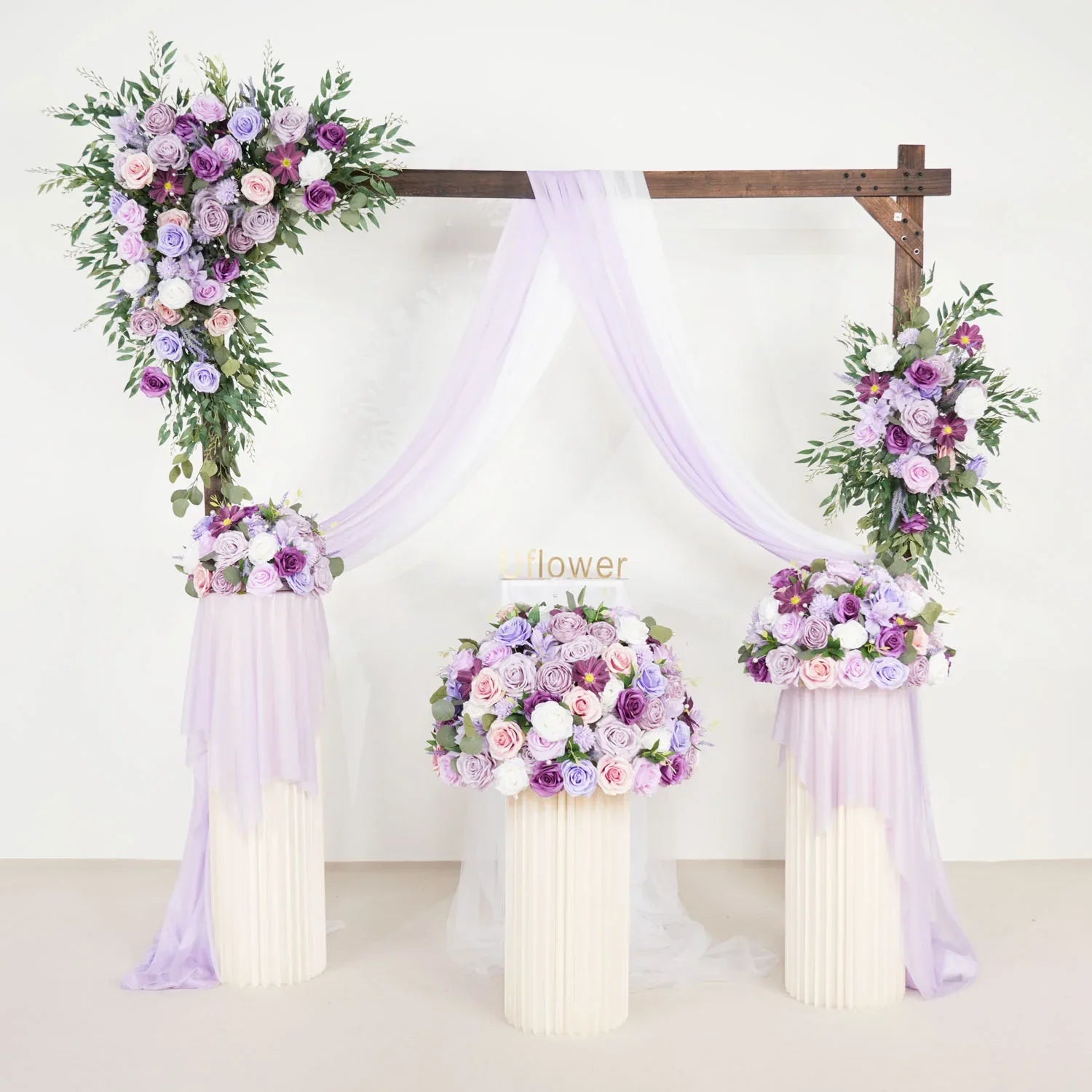 Uflower Purple Green Hanging Artificial Flower Corner Floral SET80038 - Uflower