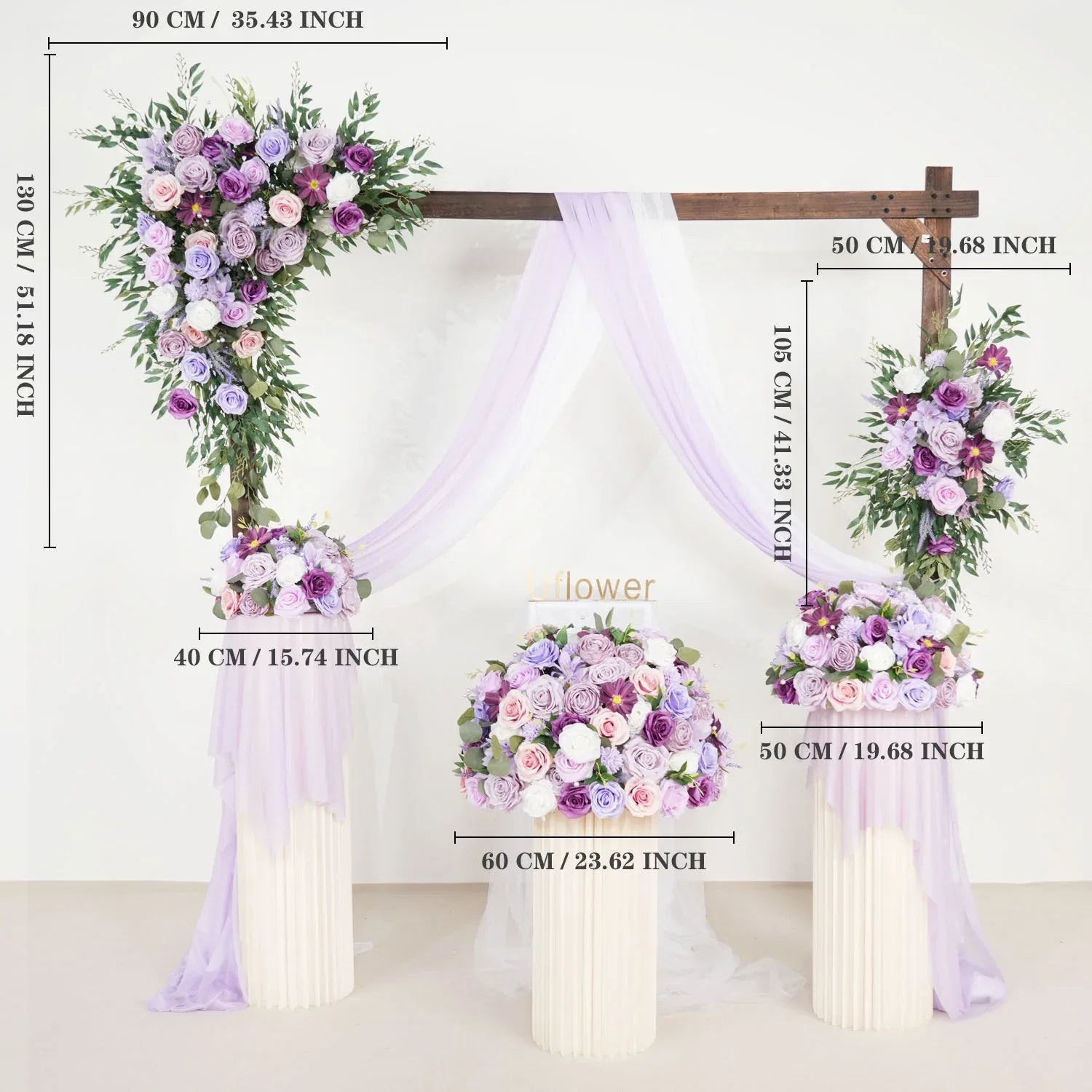 Uflower Purple Green Hanging Artificial Flower Corner Floral SET80038 - Uflower