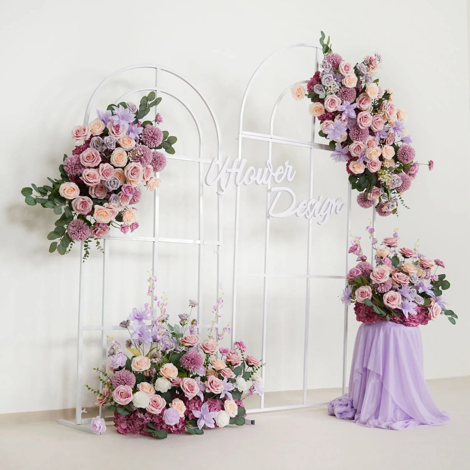Uflower Artificial Purple Wedding KT Backdrop Flower Row Decor SET80063 - Uflower