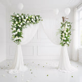 Uflower Artificial Green Leaf Eucalyptus White Rose Corner Floral SET80027 - Uflower