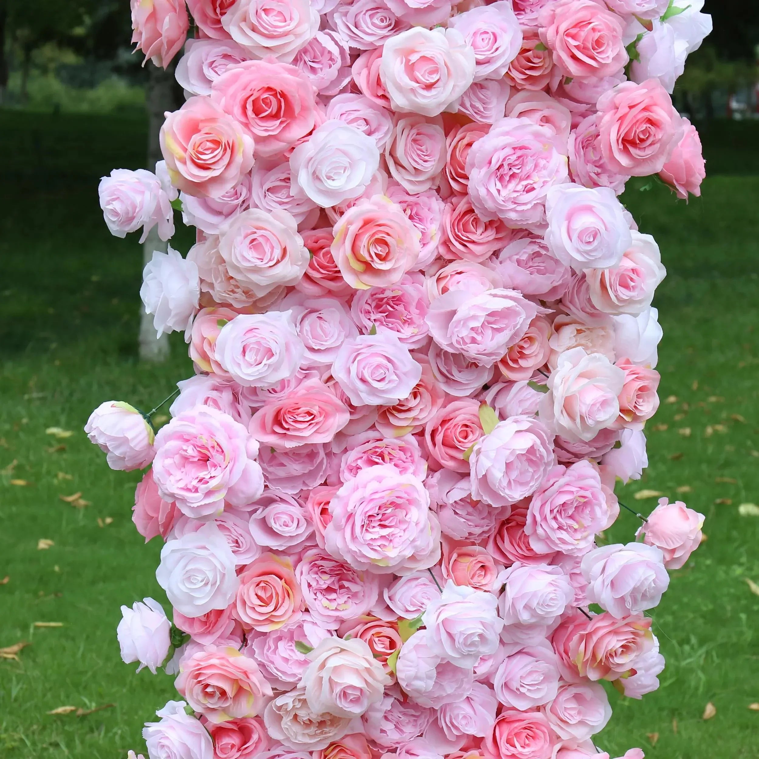 Uflower Pink Rose Floral Square Arch Wedding Party Backdrop Decoration - Uflower