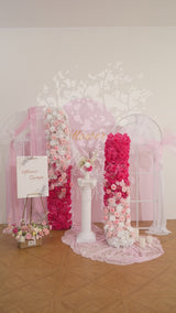 Uflower Gradient Rose Fleur Rangée Décor de Toile de Fond pour Mariage SET80179