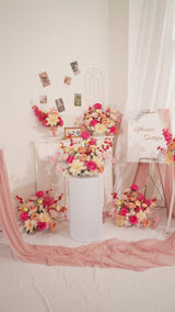 Uflower Champagne &Pink Mixcolor Flower Arrangement Wedding Party Backdrop Floral Props SET80176-01