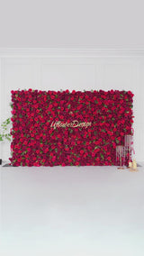 Uflower Décoration murale de fond de mariage avec roses artificielles rouges ENSEMBLE80118