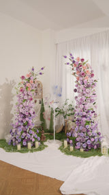 Uflower Gradient purple Floral Horn Arch Wedding Party Backdrop Decor SET80183