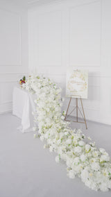 Uflower Rose blanche Chemin de table Canapé Arrangement floral au sol SET80099