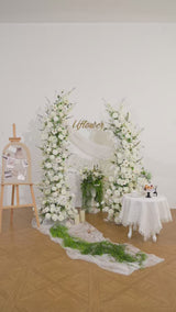 Uflower White Greenery Arrangement Floral Horn Arch Wedding Party Backdrop Decor SET80189
