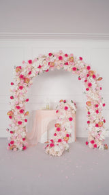 Uflower Pink Rose Floral Door Arch Wedding Party Backdrop Decoration SET80206