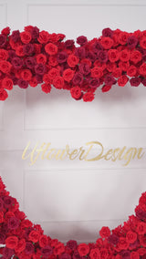 Uflower Luxury Red Rose Floral Arrangement Cloth Base Heart-Shaped Arch Props MC80130-01