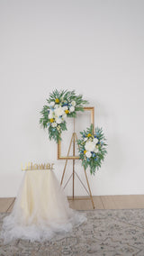 Uflower Rose Vert Blanc Fleur Feuille de Saule Mariage Fleur de Bienvenue Décoration Florale SET80076